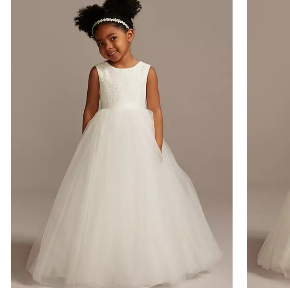 David’s bridal ball gown flower girl dress with heart cutout